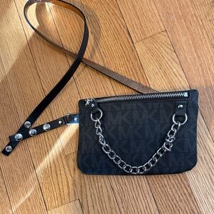 Michael Kors Black MK Logo Chain Strap Wristlet